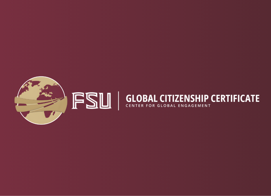 FSU Global Citizenship Certificate garnet graphic with white text
